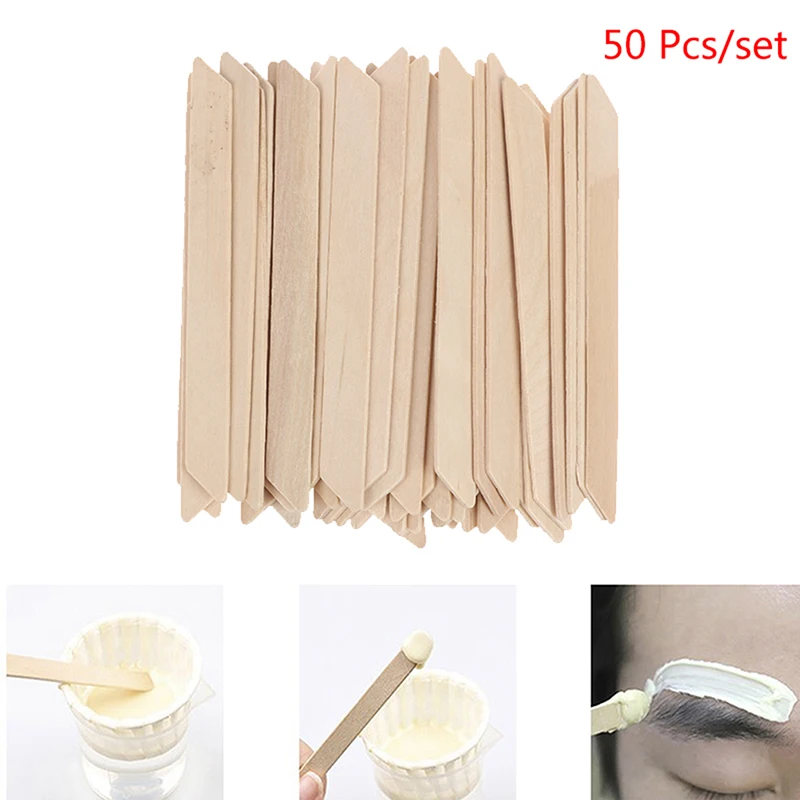 

50/100 шт./лот одноразовые деревянные восковые шпатели, палочки для удаления волос, аппликаторы, профессиональный инструмент для спа-салона ли...