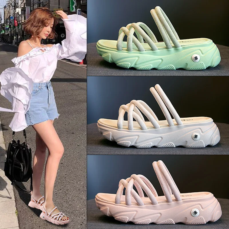 

Koovan Women's Sandals Two Ways To Wear Women Sandals Summer Of 2021 Movement Platform Sponge Roman Fairy Shoes Ins For Girls