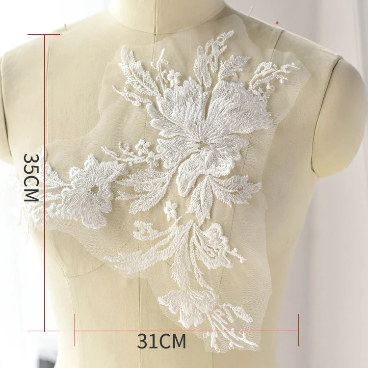 

big flowers appliques bridal dresse DIY lace motif