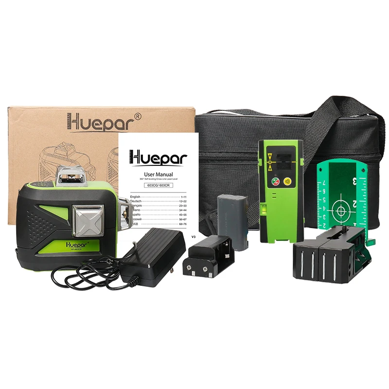 

3d Cross Line Laser Level 360 Self-Leveling 12 Lines Green Beam Measure Tools Includes Lr-6rg Digital Lcd Laser Receiver