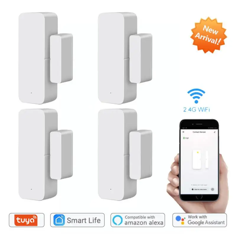 

Беспроводной смарт-датчик окон и дверей Tuya, Wi-Fi детектор дверей, с оповещением от приложения, совместим с alexgoogle Home