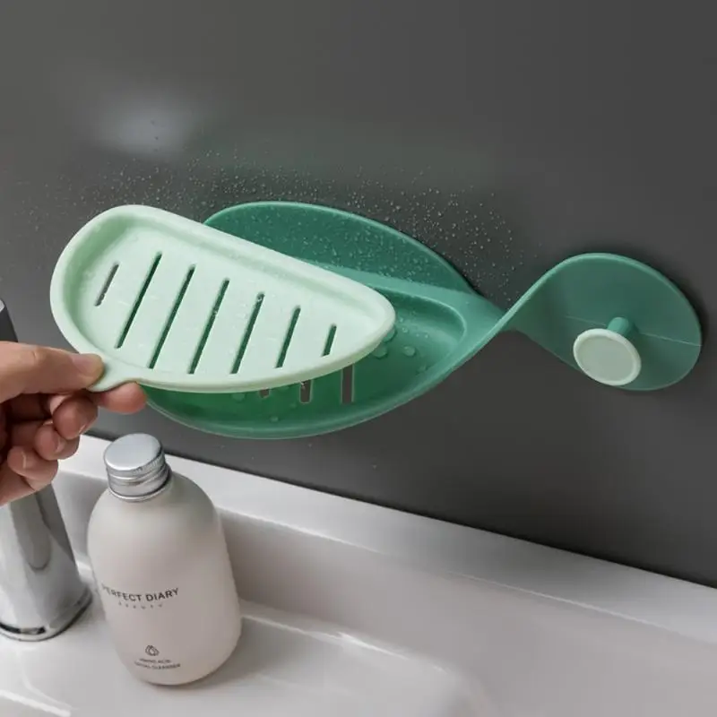 

Wall-mounted Soap Dish Holder Free Punch Double Layer Soap Drain Rack With A Hook Bathroom Storage Organizers Case For Soap Box