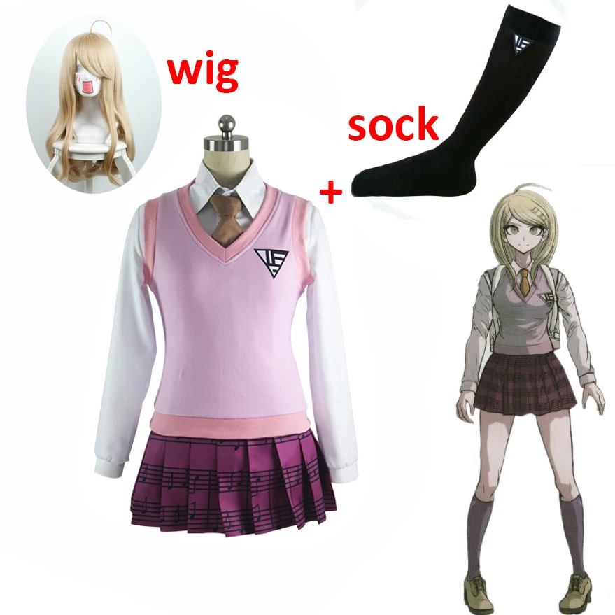 

New Game Danganronpa V3 Akamatsu Kaede Cosplay Costume Japanese Anime Uniform Clothes Shirt and Vest and Skirt and Tie And sock