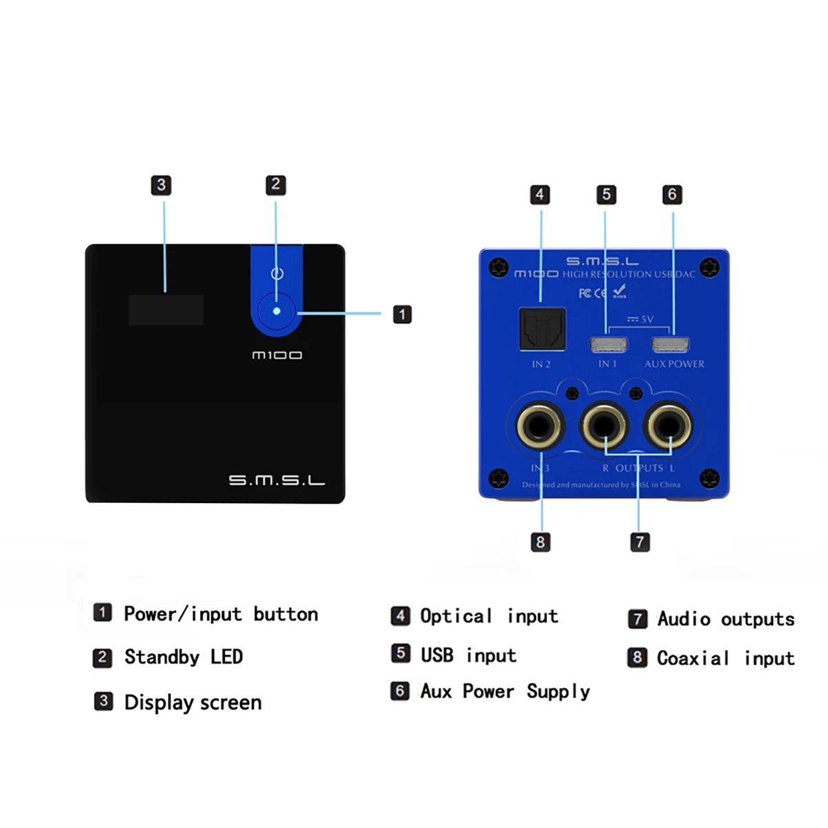 SMSL M100 аудио DAC USB AK4452 Hifi dac декодер DSD512 Spdif USB DAC Amp XMOS XU208 цифровой усилитель оптический коаксиальный вход