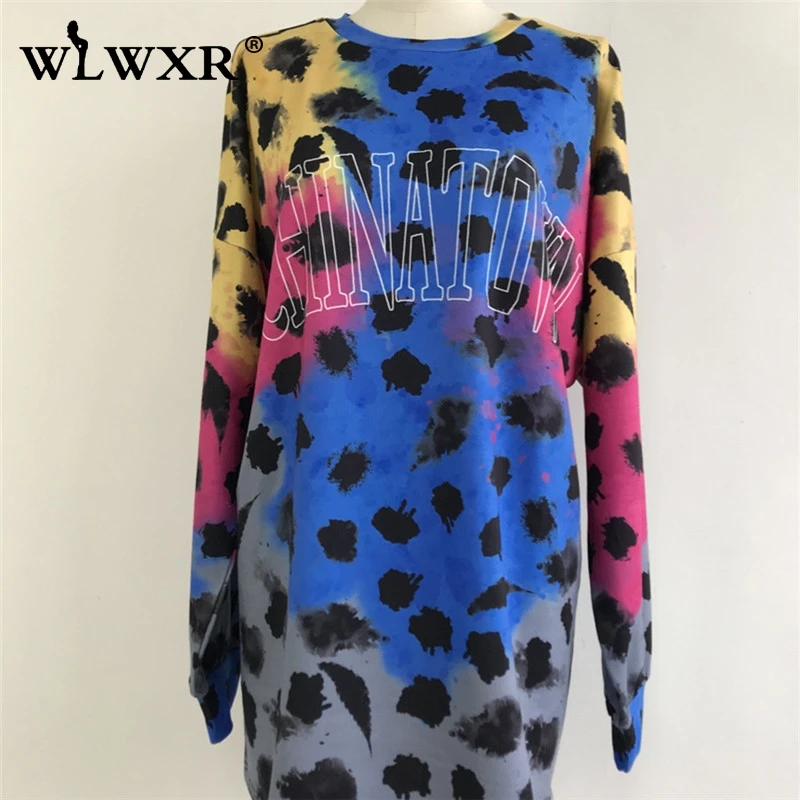 WLWXR женская уличная Толстовка большого размера с буквенным принтом Длинная
