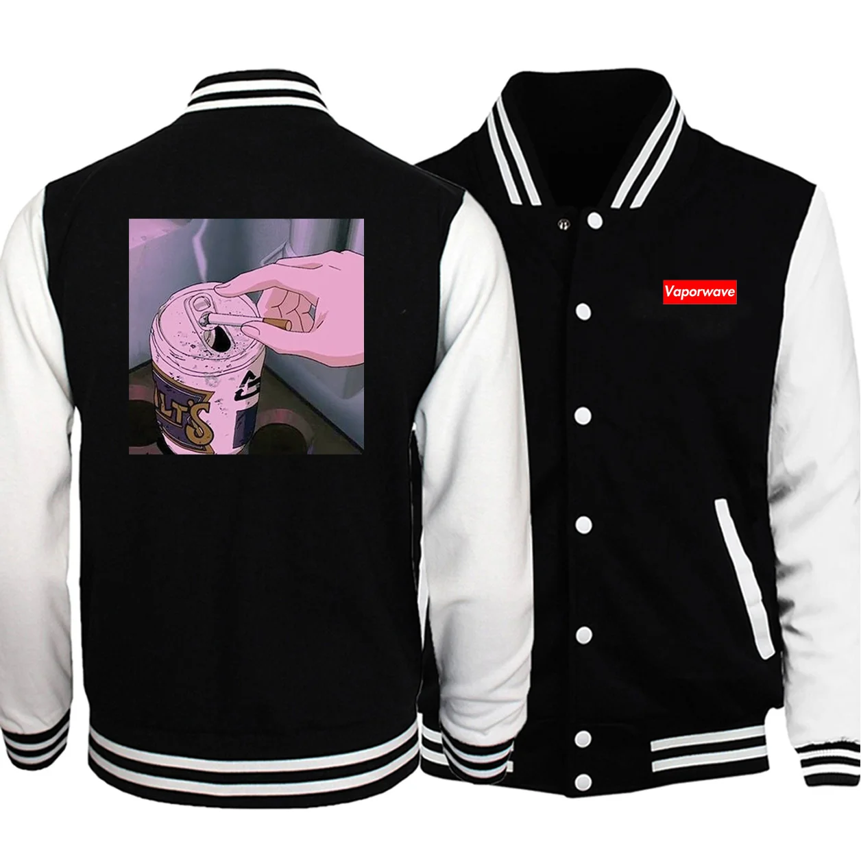 

2019 Winter Jackets Hot Sale Cartoon Beverage Cans Funny Jackets Smoking Streetwear Men Fashion Hip Hop Coat Baseball Clothing