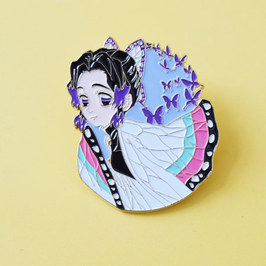 

1PCS Demon Slayer Kimetsu No Yaiba Kochou Shinobu Badge Prop Pin Brooch Cartoon Collect Backpacks Bags Costume Badges Gifts