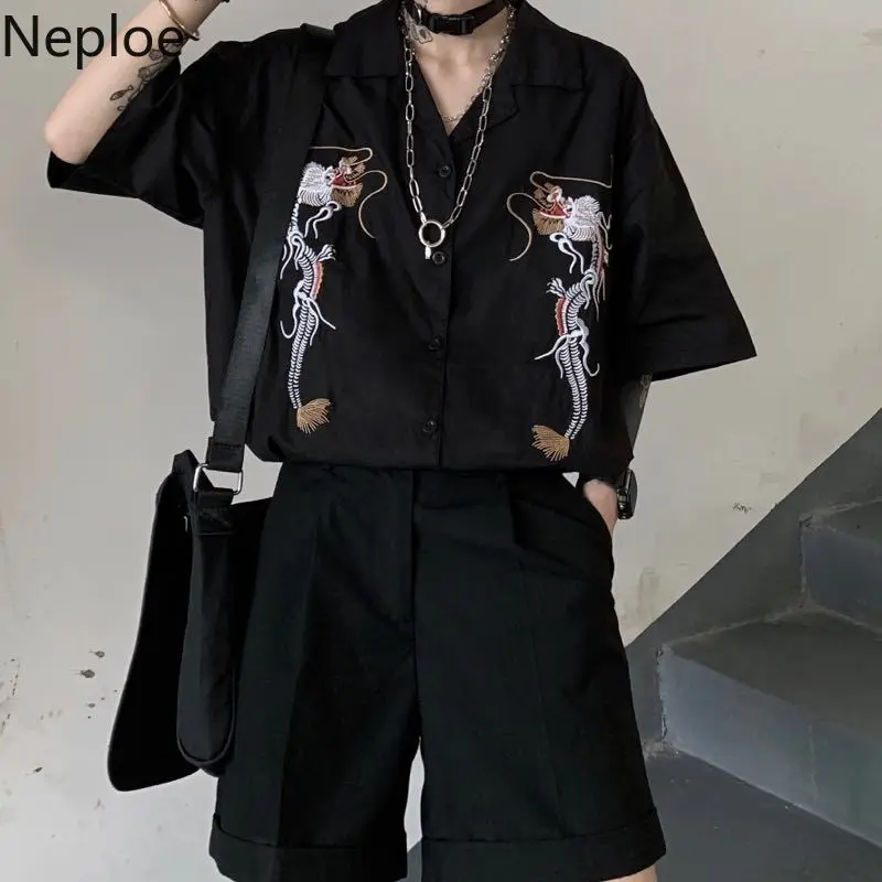 Блузка Neploe в стиле Харадзюку черная блузка панк/готика топы 2021 женские корейские