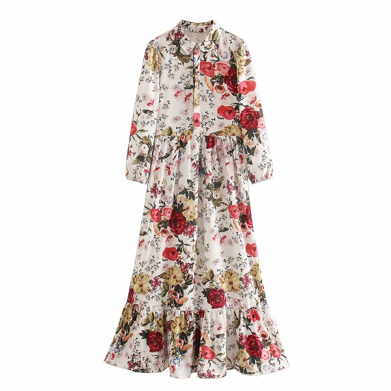 Женское длинное платье с цветочным принтом летнее ТРАПЕЦИЕВИДНОЕ в пол высокой