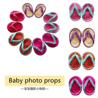 dvotinst newborn photography props baby knitted crochet mini slippers little flip flop bebe studio shoots photo prop accessories