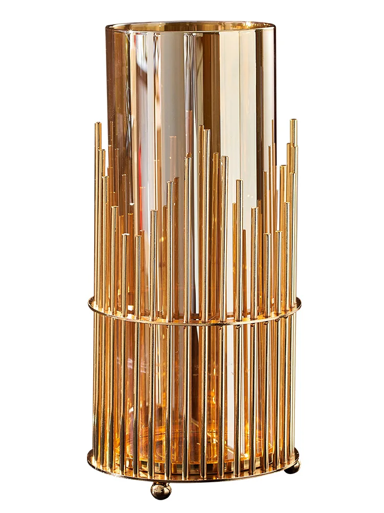 Стеклянная металлическая ваза для домашнего искусства плохая цветов журнальный