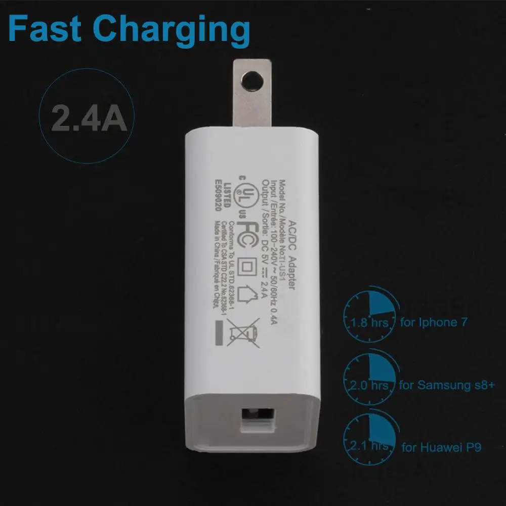 Дорожное зарядное устройство USB US JP 5V 2.4A защищенное быстрое AC штепсельная вилка