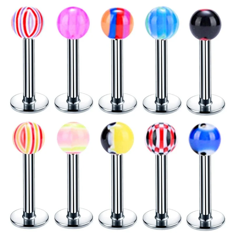 

10 Pieces/batch 316 Steel Acrylic Internal Thread Lip Nails Lip Decoration Ear Cartilage Ear Bone Nail Spiral Perforated Jewelry