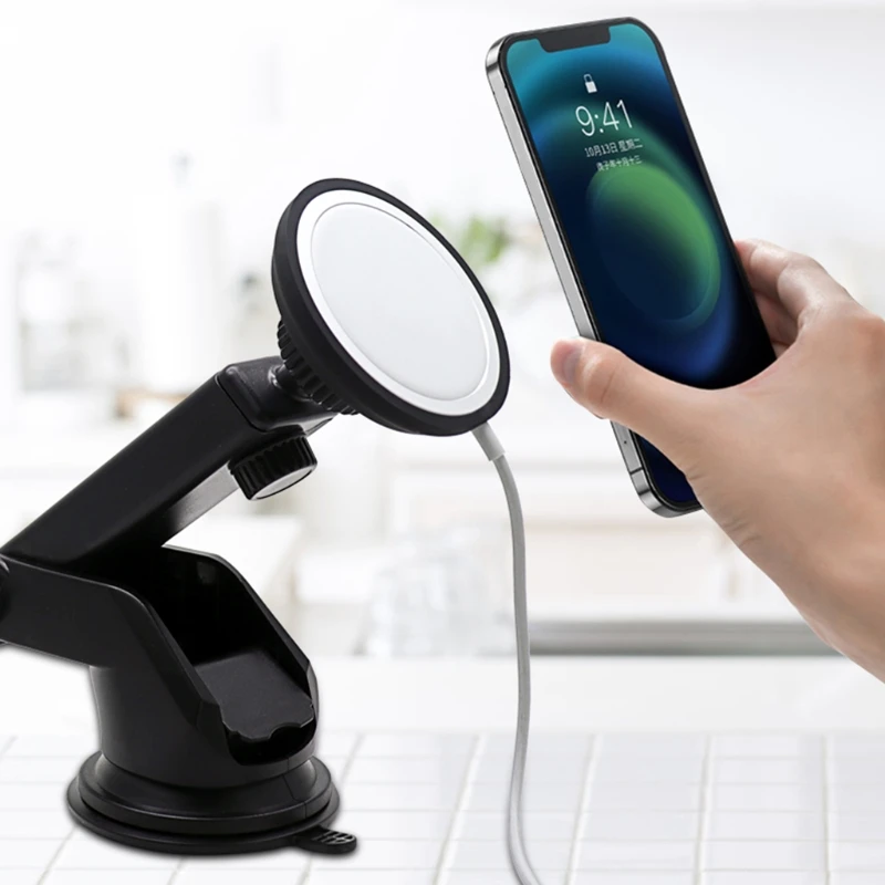 

Adjustable Car Phone Holder Charger Cradle Stand Charging Dock For iPhone 12 Magnetic Magsafing Charger Dock Station