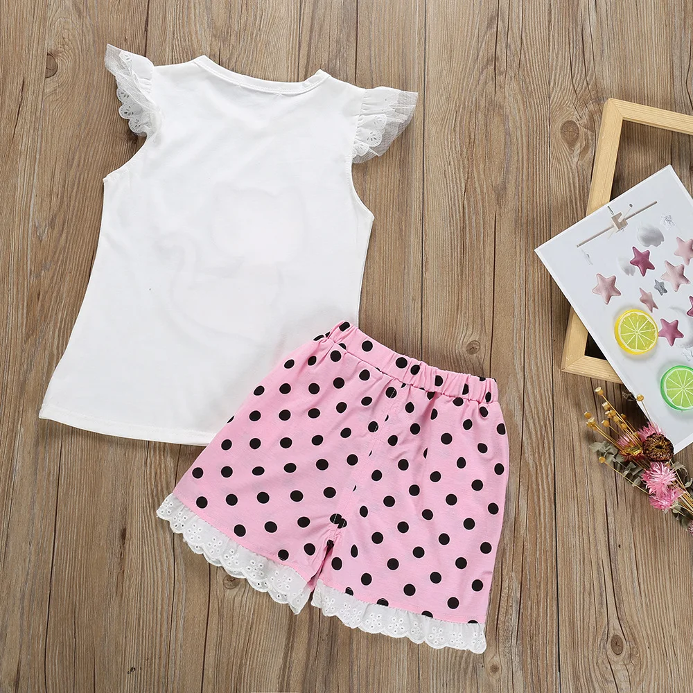 Для маленьких девочек комплект одежды Новая летняя футболка с вышивкой бантом
