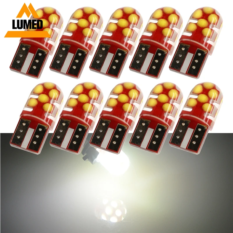 

10pcs T10 LED 194 Car light W5W LED 168 3D COB Silica gel Auto Interior Side light License Plate Lamp DC12V