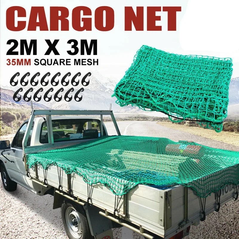 

Trailer Net, Stretchable Luggage Net for Trailers of Sizes 2 X 3 Metres, Tight Mesh, with Securing Hook