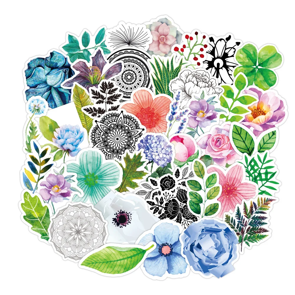 

10/30/50PCS Cartoon Plant Flower Sticker Waterproof Luggage Laptop Scooter Refrigerator Water Cup Sticker Toy Wholesale