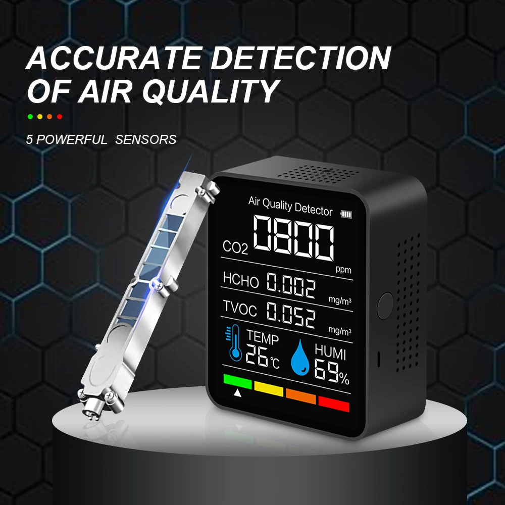 Carbon Dioxide Detector CO2 Smart Digital Meter Indoor Temperature Humidity Sensor Tester Air Quality Monitor TVOC HCHO Analyzer |
