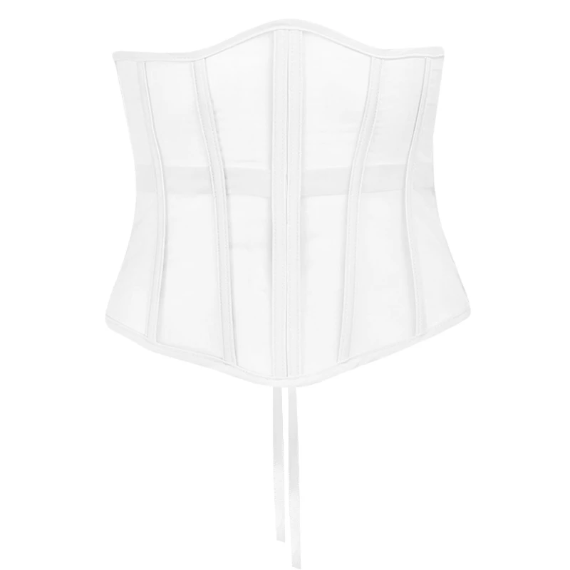 

Women Sexy See-Through Mesh Underbust Corset Top Crisscross Lace-Up Bandage Bustier Slimming Waist Belt Cincher Body Shaper Club