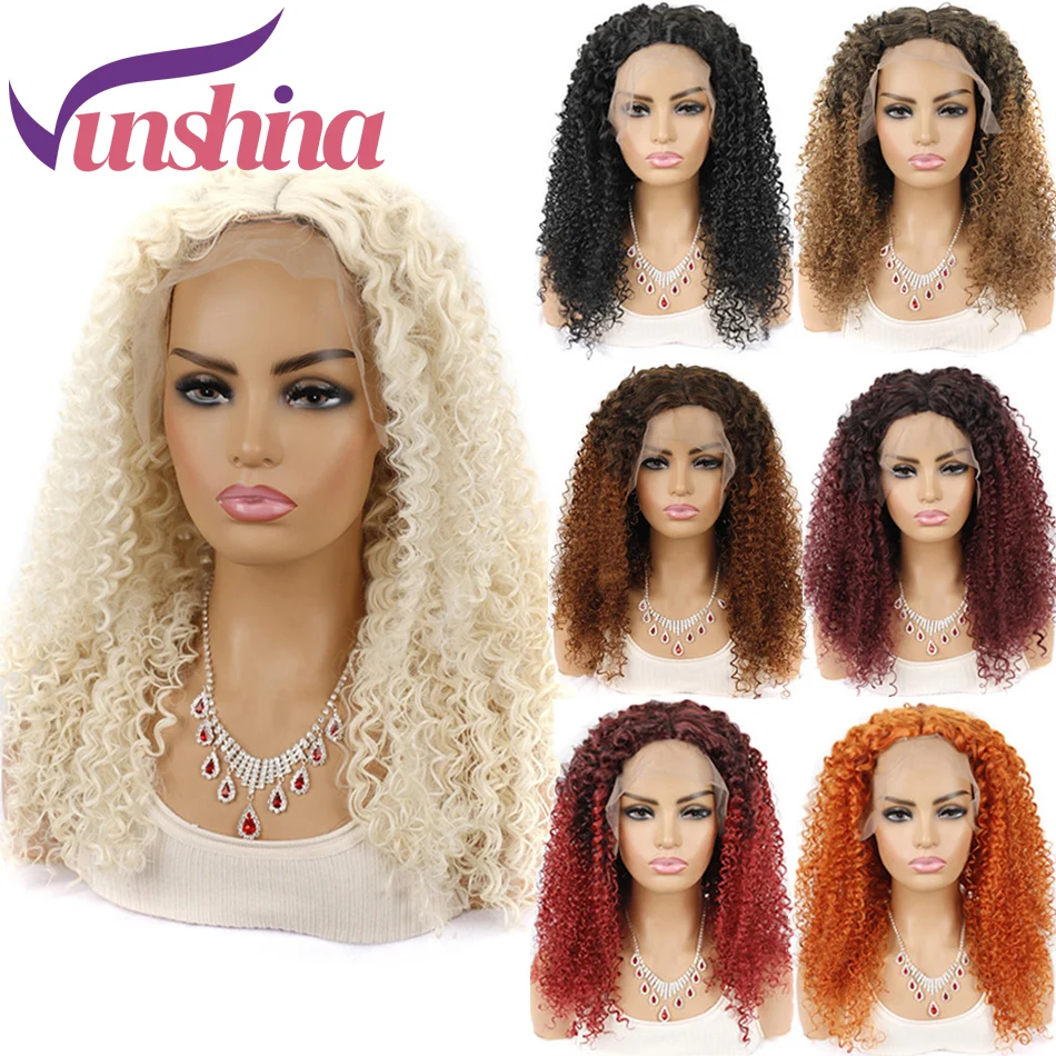 

Vunshina Deep Wave Synthetic Lace Wig 613 Blonde Burgundy Red Orange Brown Ombre Long Natural Curly Cosplay Wigs For Black Women