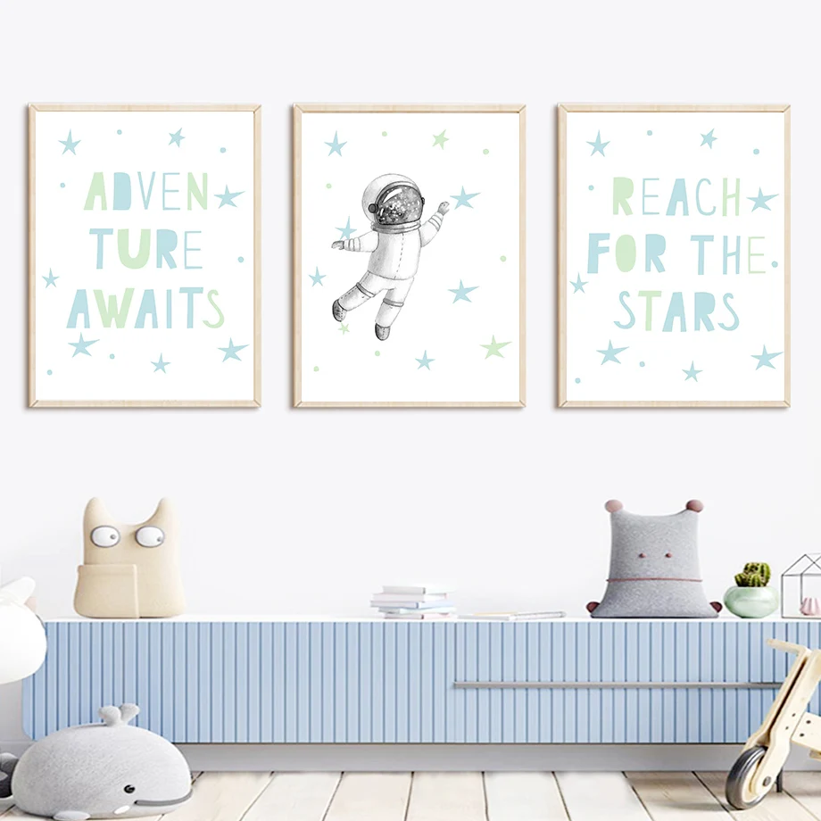 Настенная картина для детской комнаты космос звезда луна цитата Картина на