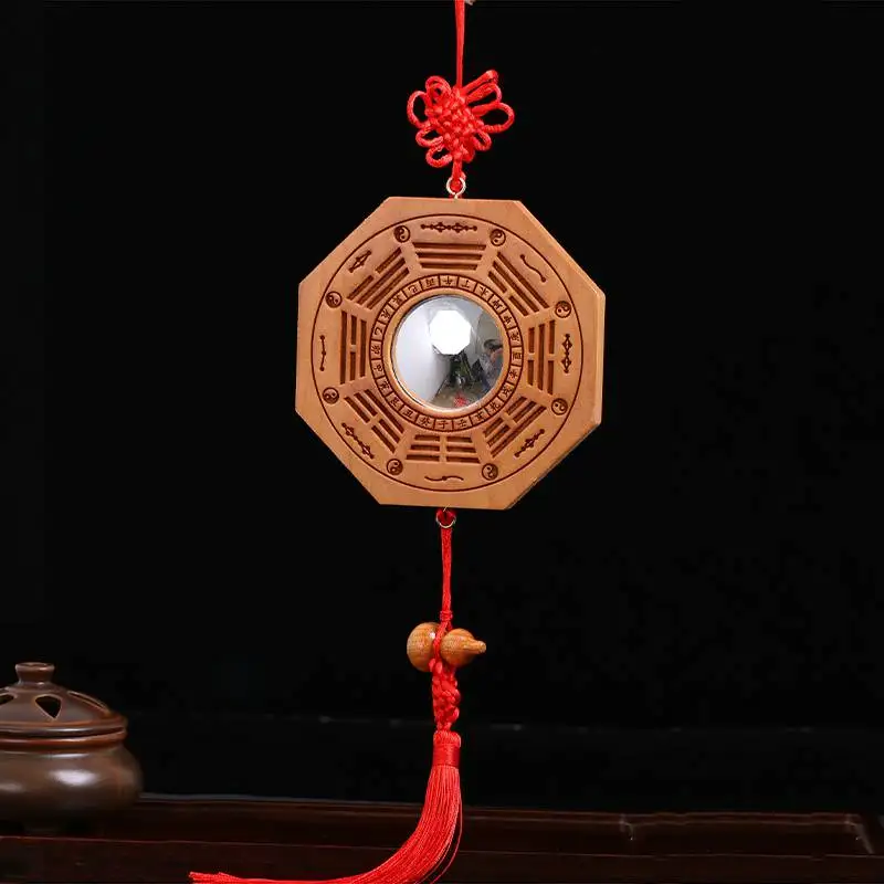 Традиционное китайское зеркало фэн шуй Бага деревянное выпуклое Lucky Dent/вогнутое