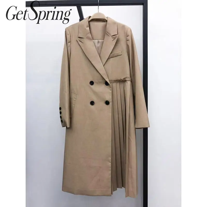 Getвесенний Женский Тренч с длинным рукавом двубортный женский ветровка