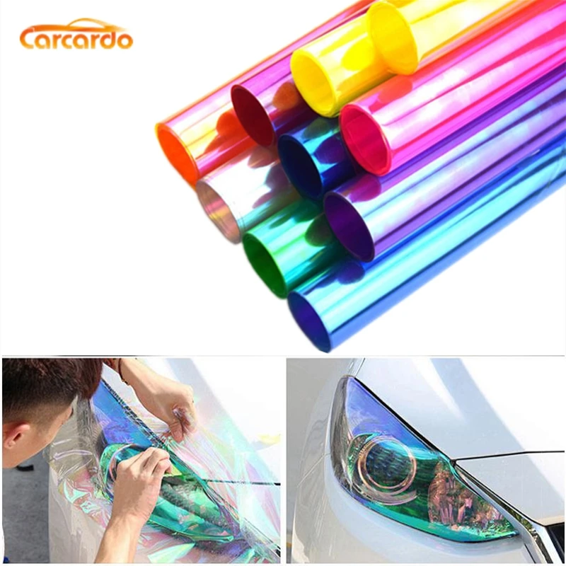 Carcardo 30 см x 200 см изменение цвета Автомобильная фара задсветильник свет ТИНТ Автомобильная Наклейка виниловая обертка Хамелеон светильник лампа автомобильная основополагающая наклейка