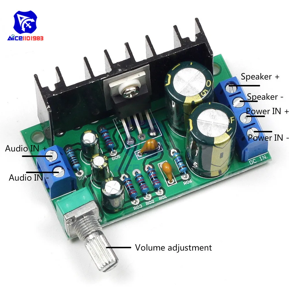 Плата звукового стерео усилителя diymore TDA2050 1 канальный модуль с регулируемым