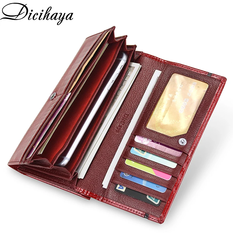 dicihaya long wallet women patchwork genuine leather female purse womens wallets ladies casual womens money zipperhasp walet free global shipping