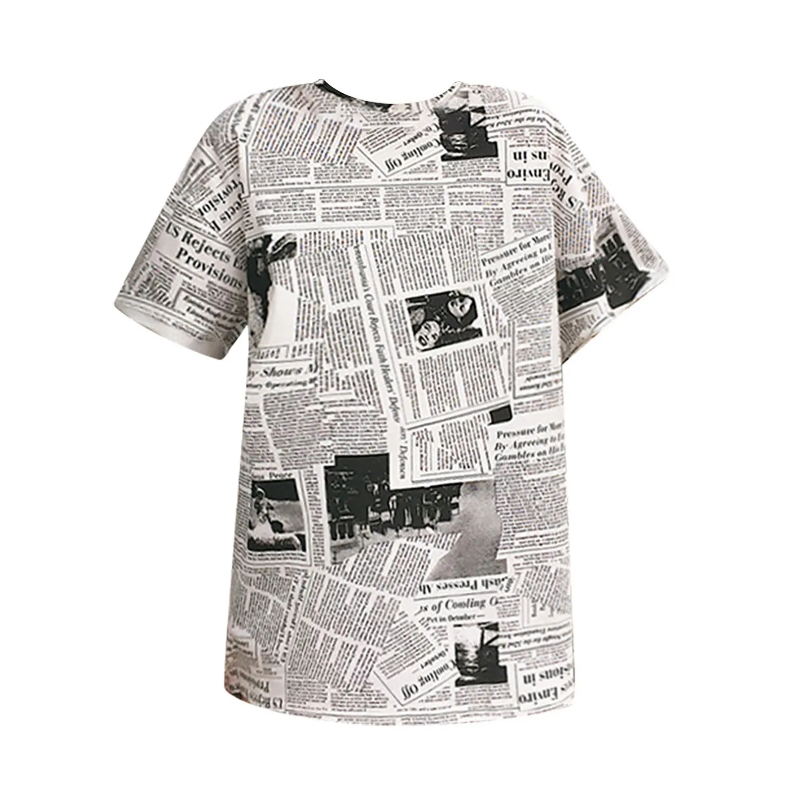 Женская модная футболка с принтом газетных персонажей и круглым вырезом удобный