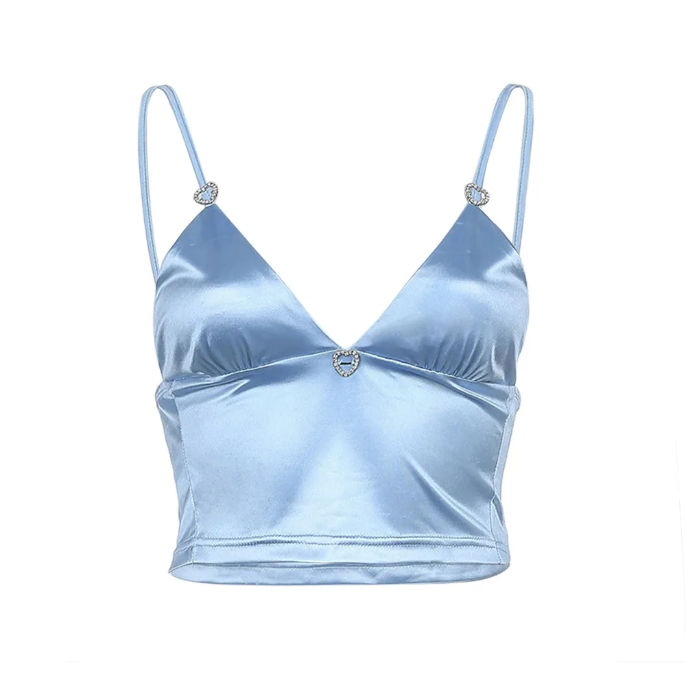 

V-neck Vintage y2k Camisole Women Streetwear Fashion Skinny Crop Camisole 90s Harajuku Heart Diamond Korean Shirts Cuteandpsycho