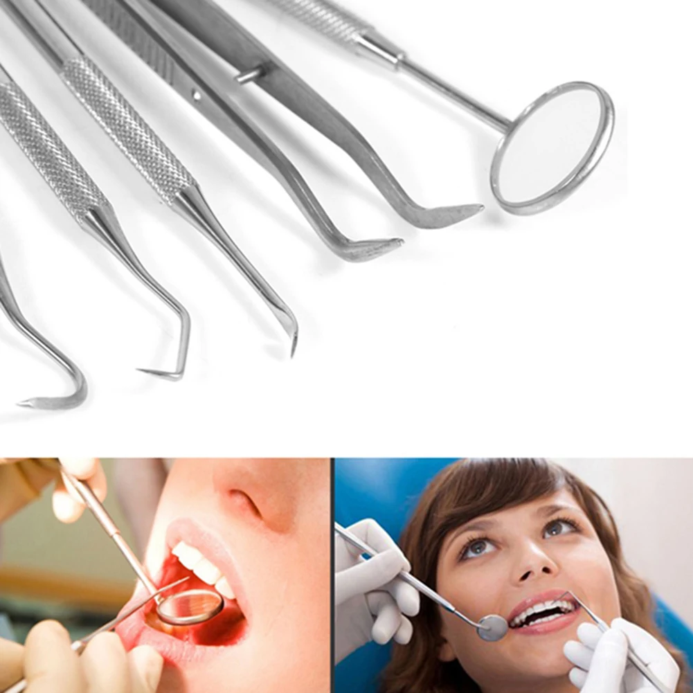 

3pc/4pc/5pc Mirror Stainless Steel Dental Tool Set Mouth Mirror Dental Kit Instrument Dental Pick Dentist Prepare Cleaning Tool