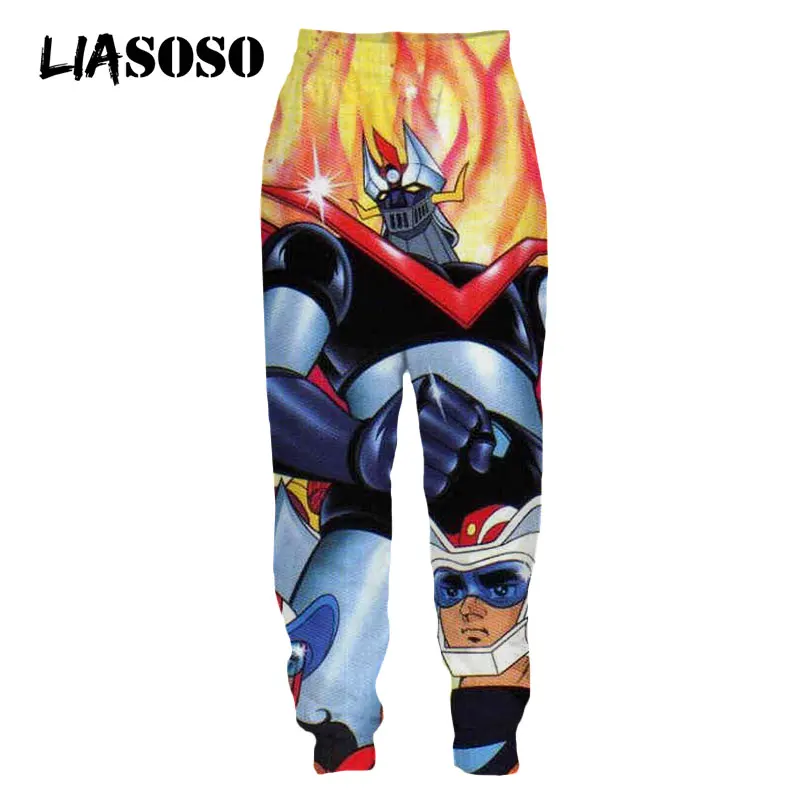 

LIASOSO Anime Movie Pant Mazinger Z Robot Sweatpants Harajuku Street Sweat Pants 3D Print Men Women Jogger Trousers Vaporwave