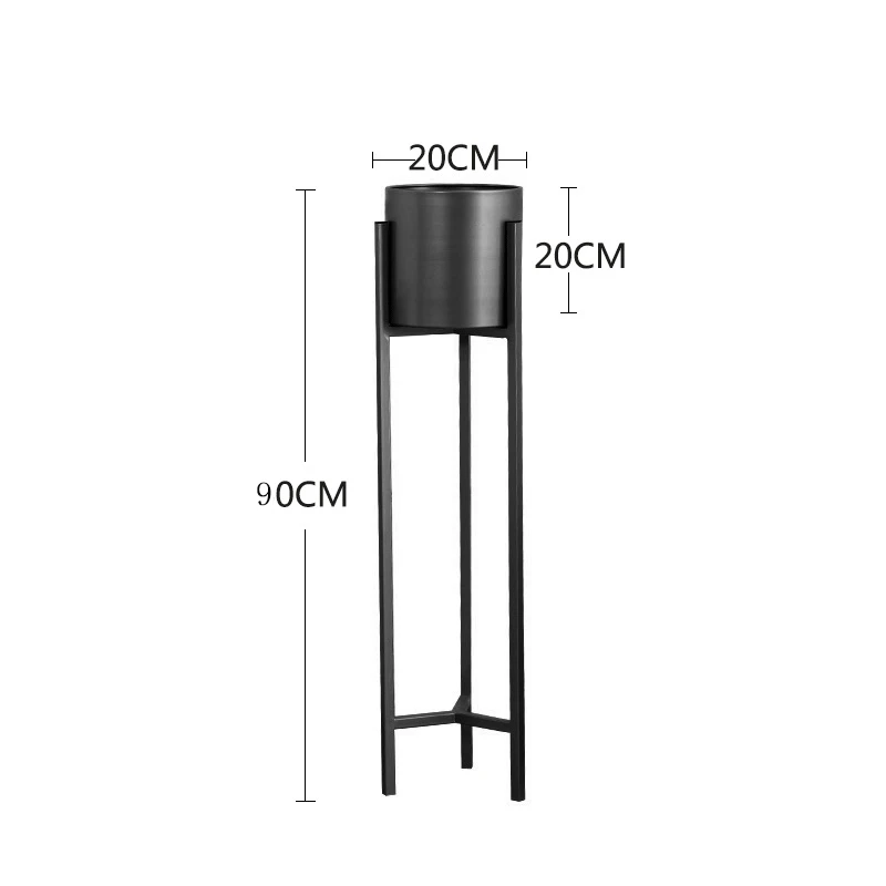 black L 90x20cm Металлическая подставка для растений в скандинавском стиле для гостиной, для помещений, короткая напольная железная стойка с цветком, металлическая подставка для балкона, металлическая полка - Цвет: black L 90x20cm