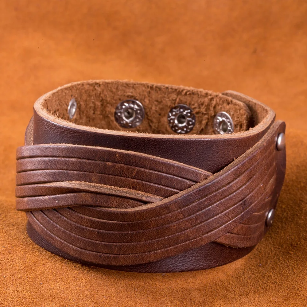 

NB25 Real Leather Wide Bracelet unisex for man and women Top Quality Jewelry