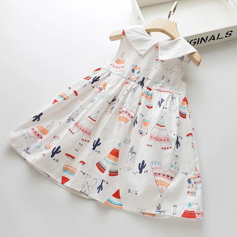 Платья для девочек Новинка 2020 года Летняя детская одежда Милое платье-майка без