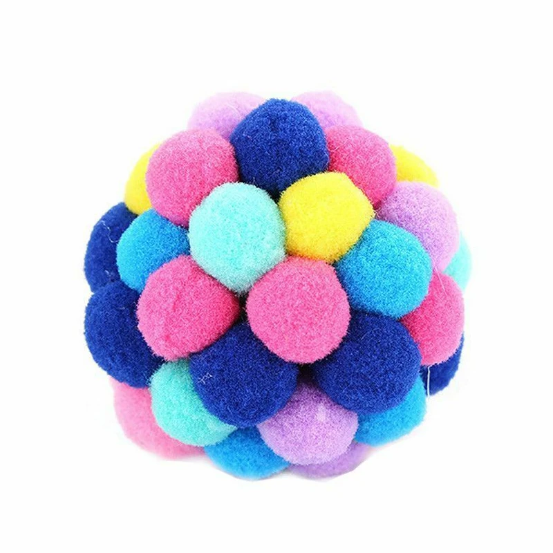 Colorful Новая игрушка для кошек, красочные колокольчики ручной работы, надувной шар, встроенная кошачья мяча, Интерактивная игрушка, котенок, плюшевый мяч, игрушка, игра для домашних животных, подарочные принадлежности - Цвет: Colorful