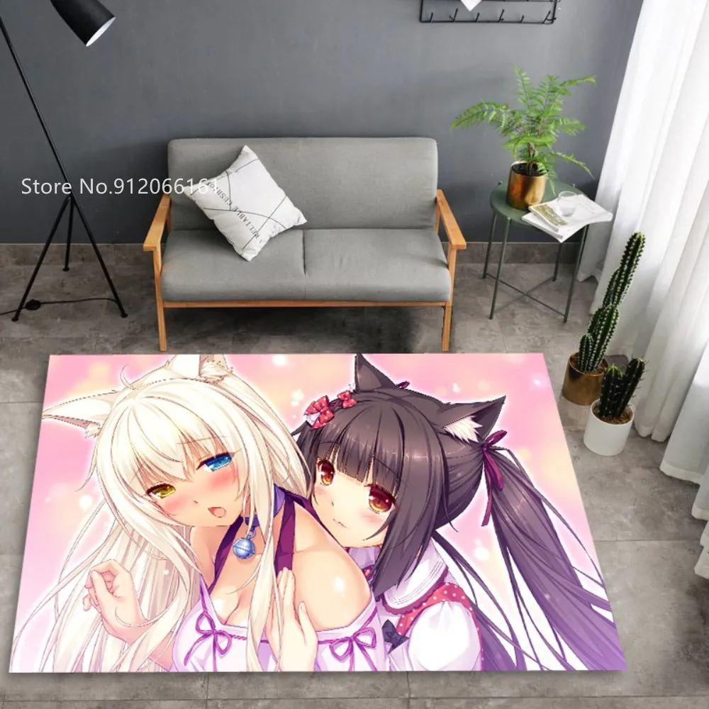 

Напольный коврик для детской спальни, напольный коврик NEKOPARA с японским аниме, напольный коврик с 3D рисунком для гостиной, спальни, напольный...