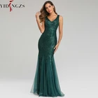 YIDINGZS зеленое вечернее платье без рукавов Элегантное Длинное платье русалки вечернее платье YD16538