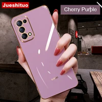 jueshituo plating silicone phone case for oppo reno 4 reno 5 pro find x3 pro vintage square frame lens protection back cover