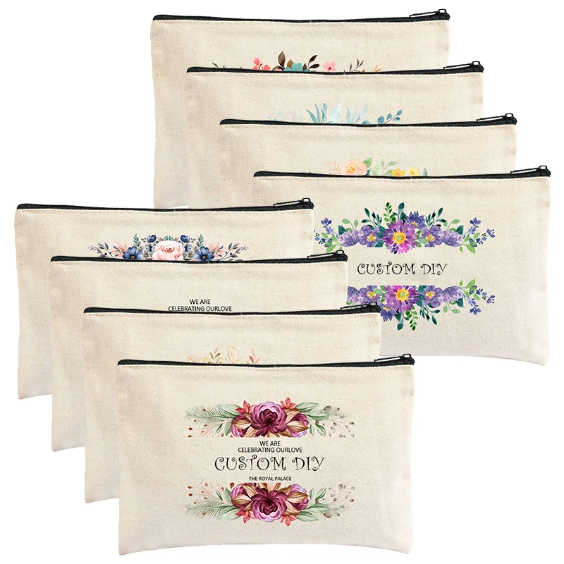 Парусиновая косметичка на молнии для свадебной вечеринки с индивидуальным