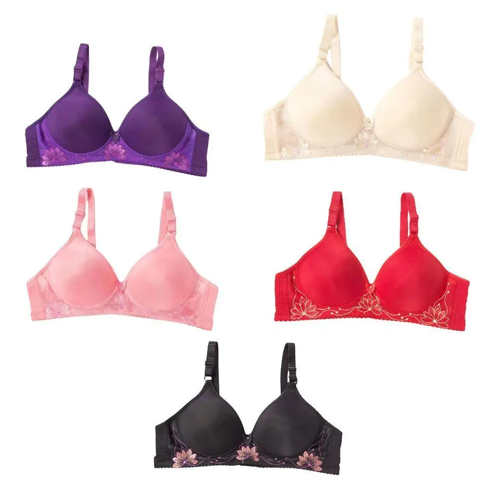 

No Steel Ring Gathered Underwear Women's Large Size Bra Free Breathing Anti-sagging Comfortable Adjustable Wire Seamless Br X4V4