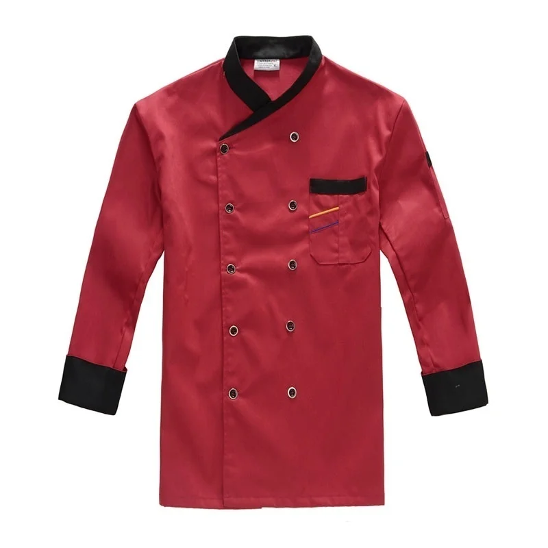 Long Sleeve Куртка шеф-повара короткий/длинный рукав рубашка повара бариста ресторан отель Рабочая форма пекарь одежда для официанта - Цвет: Long Sleeve