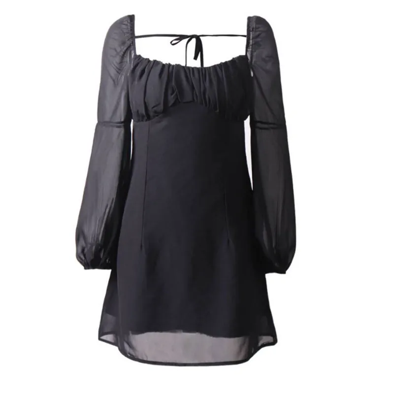 Women Sexy Clubwear See-through Halter Mesh Dress Long Sleeve Casual Summer Backless 2019 New Arrivals | Женская одежда