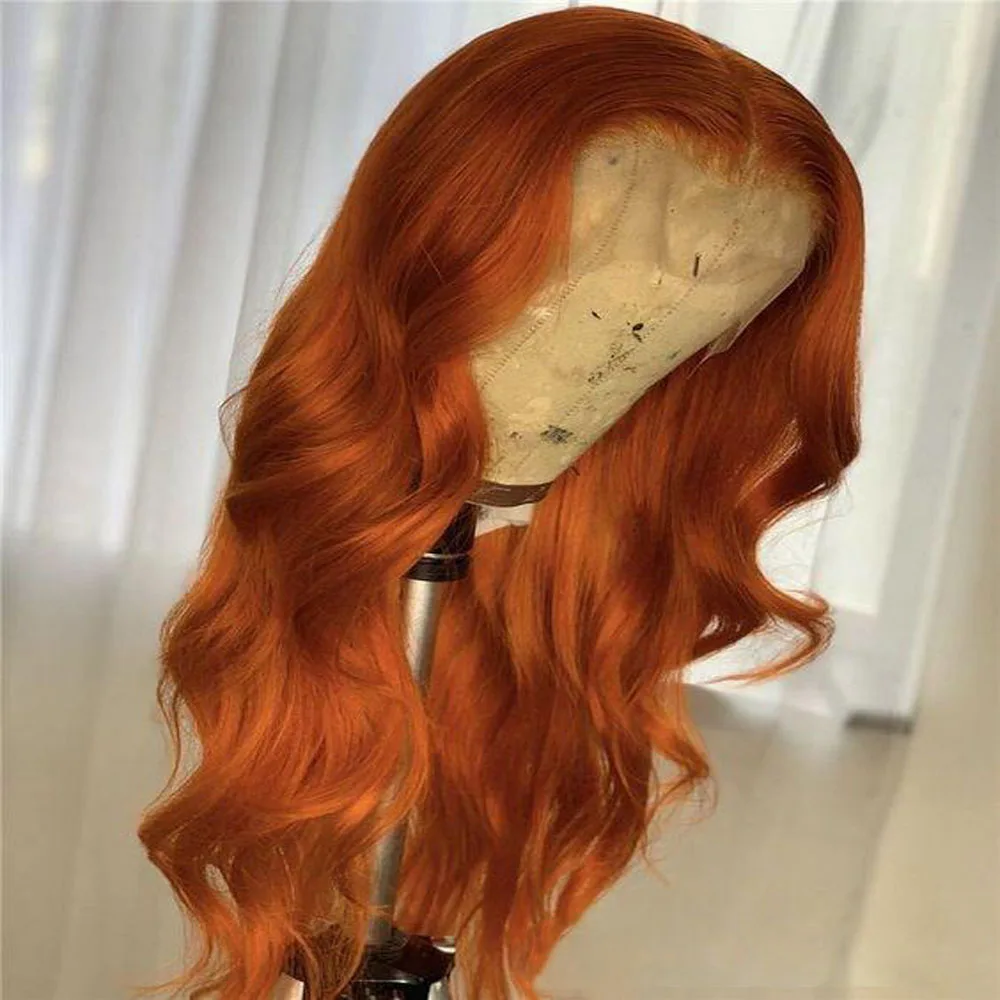 Оранжевого цвета блонд человеческие волосы полный шнурок парики натуральная