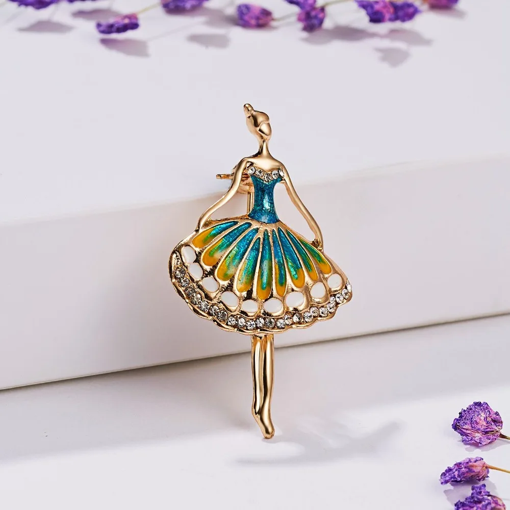 Мода Rhinestone танцы мальчик и девочка чертежное масло фигурка персонажа брошка заколка для женщин Девушка эмаль платье маленькое платье аксессуары