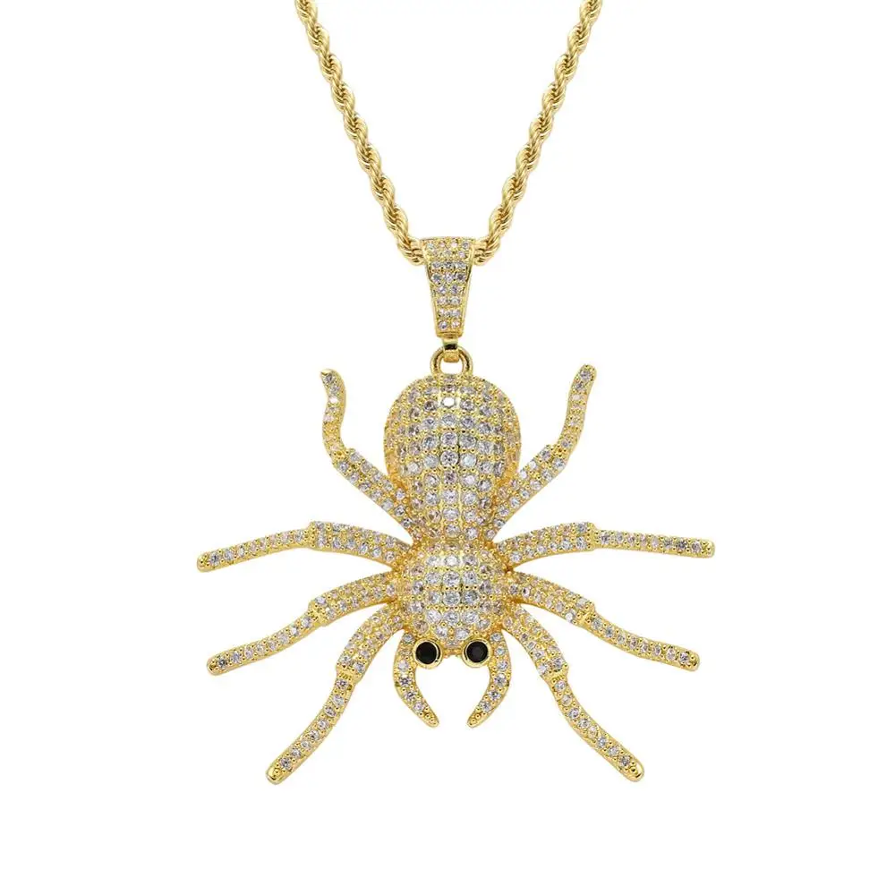

Men Hip hop spider pendant necklaces High quality AAA Zircon male charm originality necklace Hiphop jewelry gifts