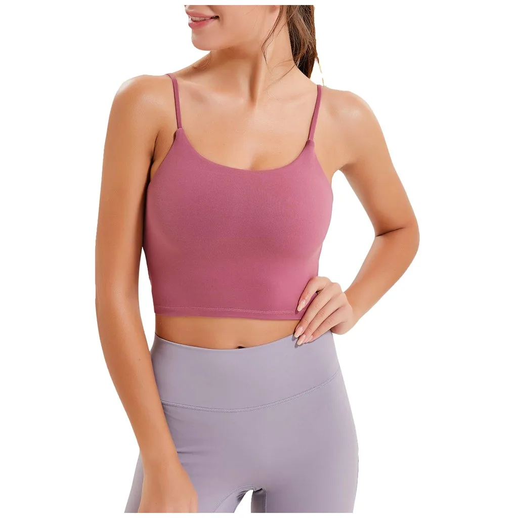 

2021 Women Crop Tops Solid Color Camisole Sleeveless Comfortable Tank Tops T-shirt Lady Clothing Fashion Chest Pad Tank Tops